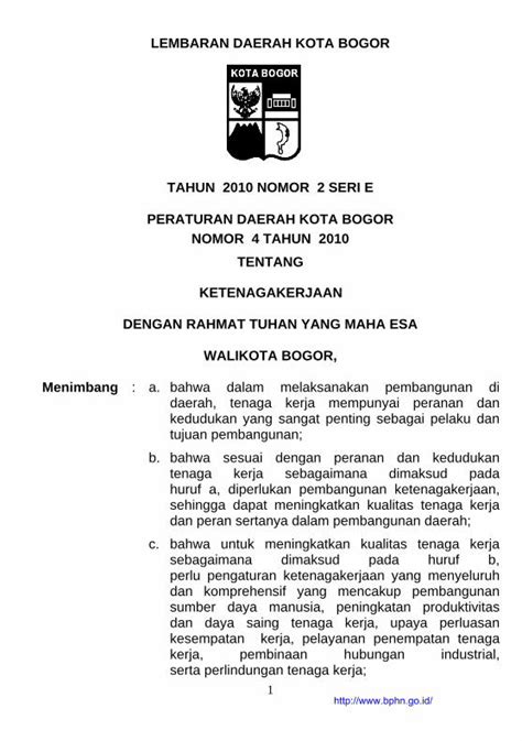 PDF BERITA DAERAH KOTA BOGOR Ditjenpp Kemenkumham Go Idditjenpp