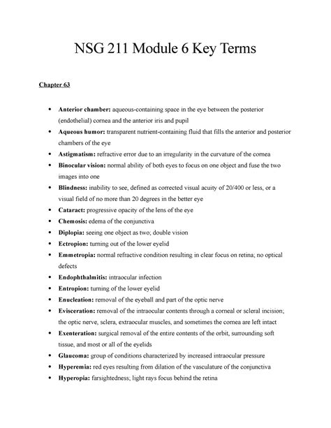 NSG 211 Module 6 Key Terms NSG 211 Module 6 Key Terms Chapter 63