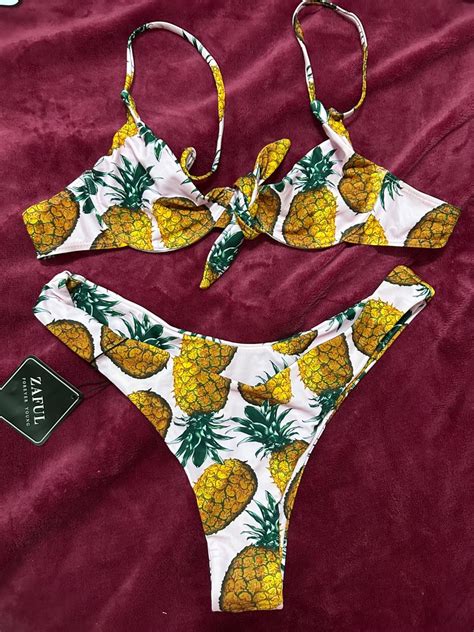 Pink Pineapple Two Piece Bikini Women S Fashion Swimwear Bikinis Swimsuits On Carousell