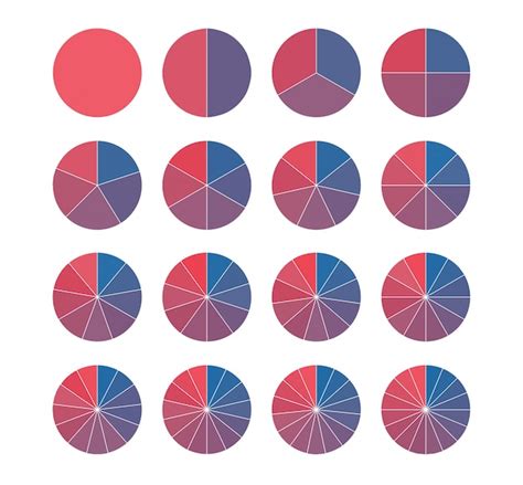 premium vector set  brightly colored pie charts fraction mathematics