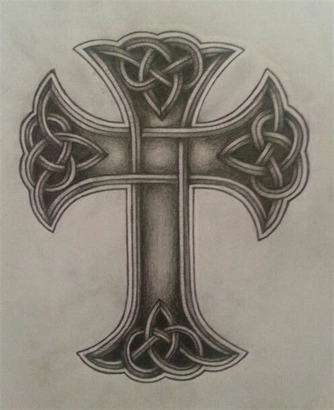 A Drawing Of A Cross With Celtic Designs On The Sides And An Openwork