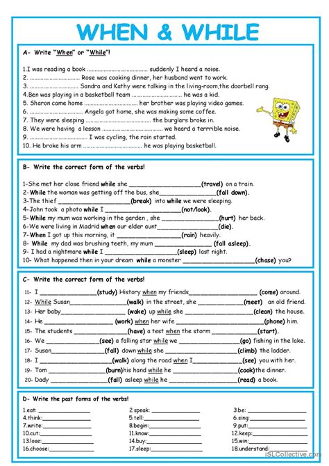 Grammar Check When And While Key G English Esl Worksheets Pdf And Doc