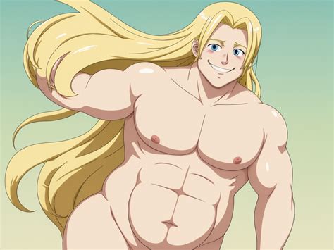 Animeporn Cartoon Naked Obese Man Long Blonde Hair Smiles Walks