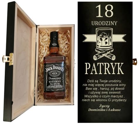 PREZENT NA URODZINY 18 20 30 40 50 PUDEŁKO SKRZYNKA NA WHISKY JACK