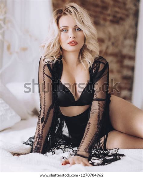 Sexy Beautiful Blonde Woman Black Underclothes Stock Photo 1270784962 Shutterstock