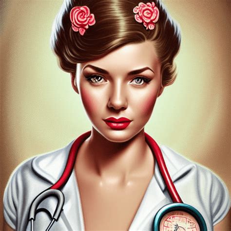 Beautiful Intricate Nurse Pinup Girl Detailed Portrait Illustration · Creative Fabrica