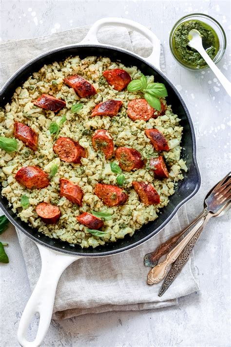 Italian Sausage Cauliflower Rice Skillet Whole30 Paleo Low Carb