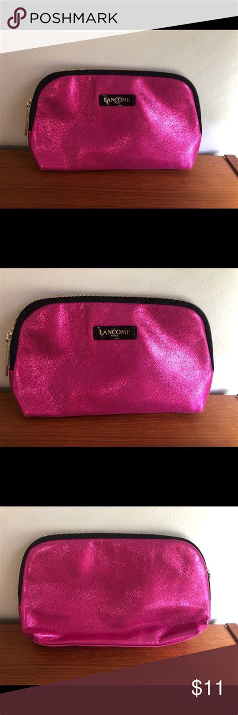 Nwot Lancome Cosmetic Bag In Sparkly Pink This Is A Pink Sparkle Lancome Cosmetic Bag Never