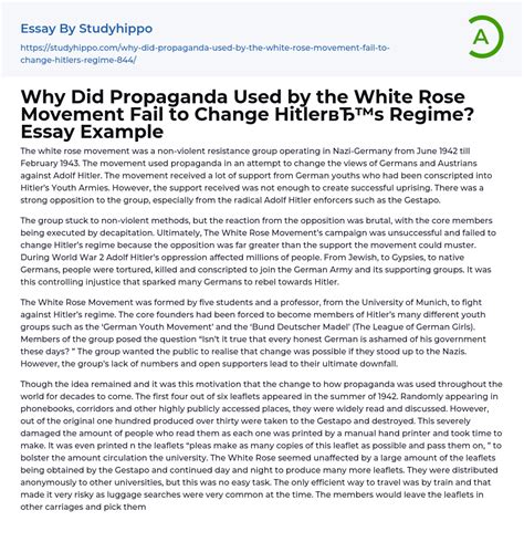 Why Did Propaganda Used by the White Rose Movement Fail to Change