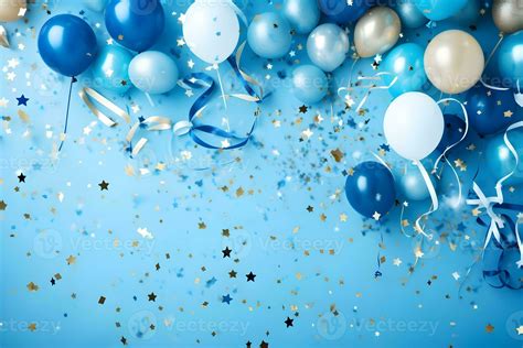 Party Stylish Decorations On Light Blue Background Ai Generative