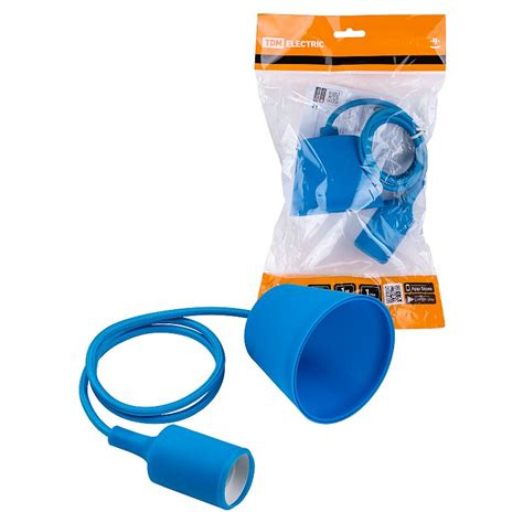 Патрон пластиковый Е27 с подвесом 1 м, синий TDM, Navigator, Онлайт