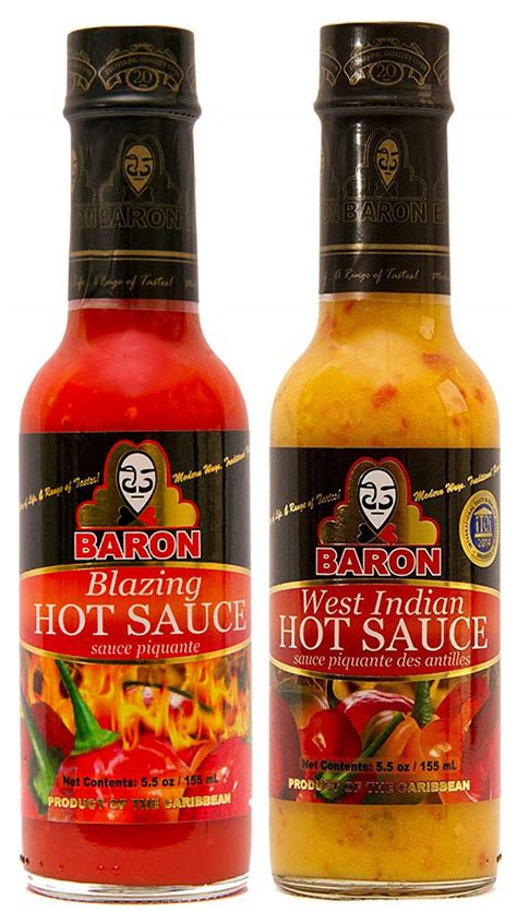 Amazon Baron Blazing Hot Sauce And West Indian Hot Pepper Sauce 5 5 Ounce Pack Of 2