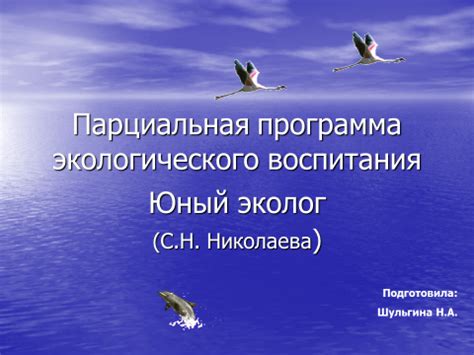 Презентация программы С,Н. НИКОЛАЕВОЙ "Юный эколог" для ДОО. Область ...
