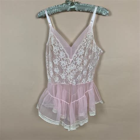 JcPenney Pink Lace Vintage Lingerie Teddy Gem