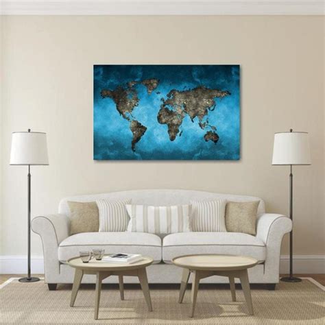 Quadro Mapa Mundi Para Sala - Quadro Mapa Mundi decorativo Para Sala Quarto Escritórios | MadeiraMadeira
