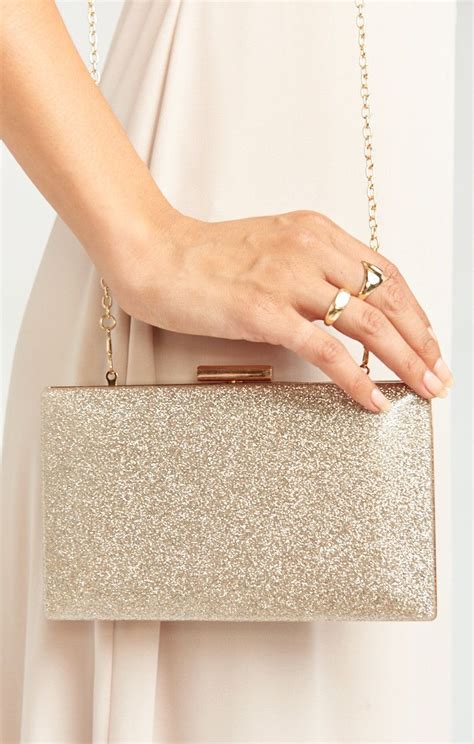 Glitter Champagne Colored Wedding Clutch Wedding Accessories