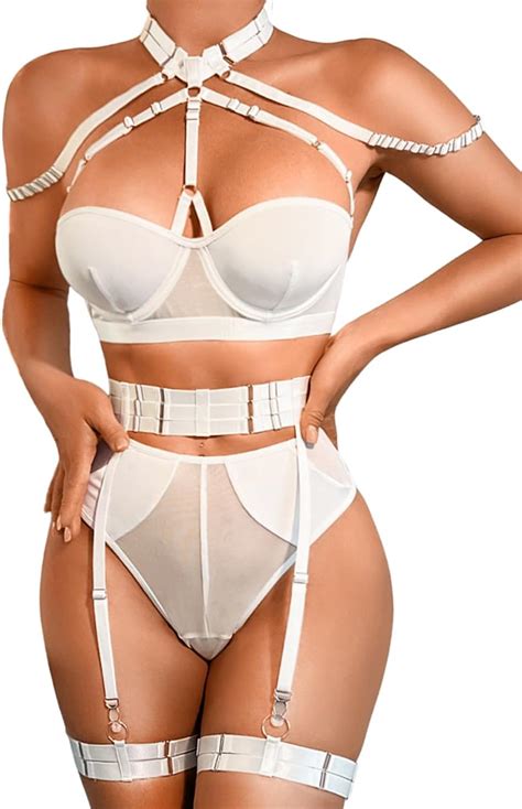 Amazon Kaei Shi Garter Lingerie For Women Bra And Panty Set Strappy Strapless Exotic Sexy