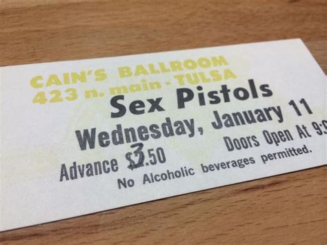 Original Sex Pistols Us Ticket Mint Tulsa Cain S Ballroom Uk Sid Vicious