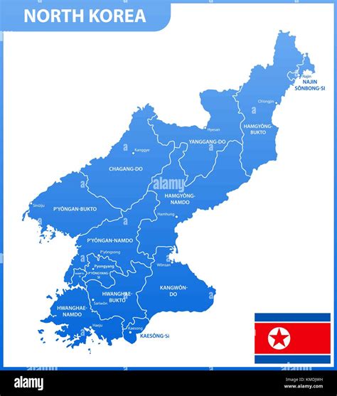 The Detailed Map Of The North Korea With Regions Or States And Cities