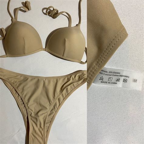 BRANDNEW Shein Nude Two Piece Swimsuit Women S Fashion Swimwear Bikinis Swimsuits On Carousell