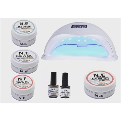 Kit 4 Gel Primer Top Coat Unhas Gel Cabine Sun5 48w Led No Shoptime