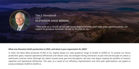 Elevation Gold Mining Interview Western Usa Mining 2024