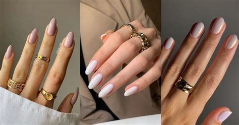 ideas de uñas color nude en forma de almendra para llevar a la oficina