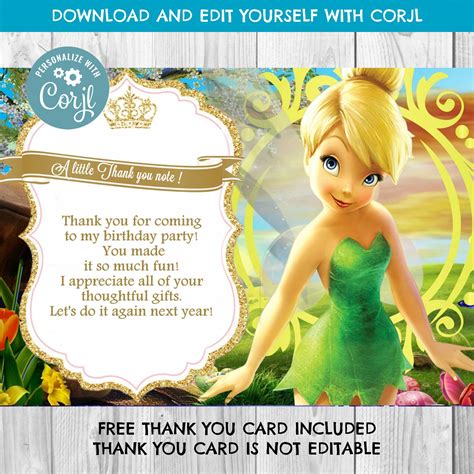 Instant Download Tinkerbell Invitation Tinkerbell Birthday Etsy