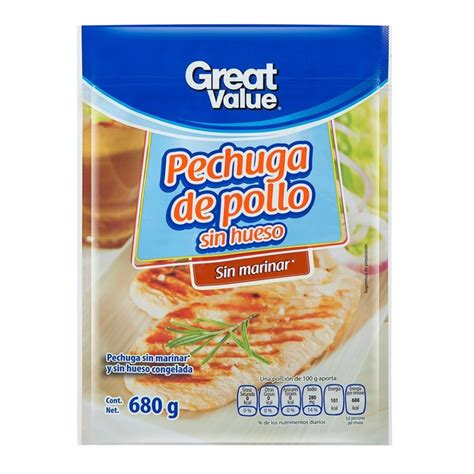 Pechuga De Pollo Great Value Sin Hueso Y Sin Marinar 680 G Walmart