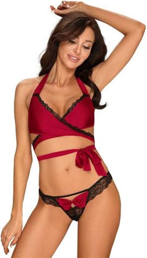 Sensuelia Delige Lingerie Set Met Wikkeltop Rood Sexy Lingerie Kleding Bol