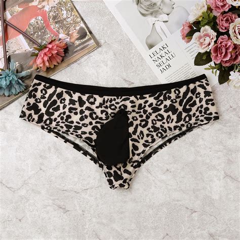 Mens Lingerie Leopard Panties Bikini Briefs Underwear Loincloth G String Thong EBay