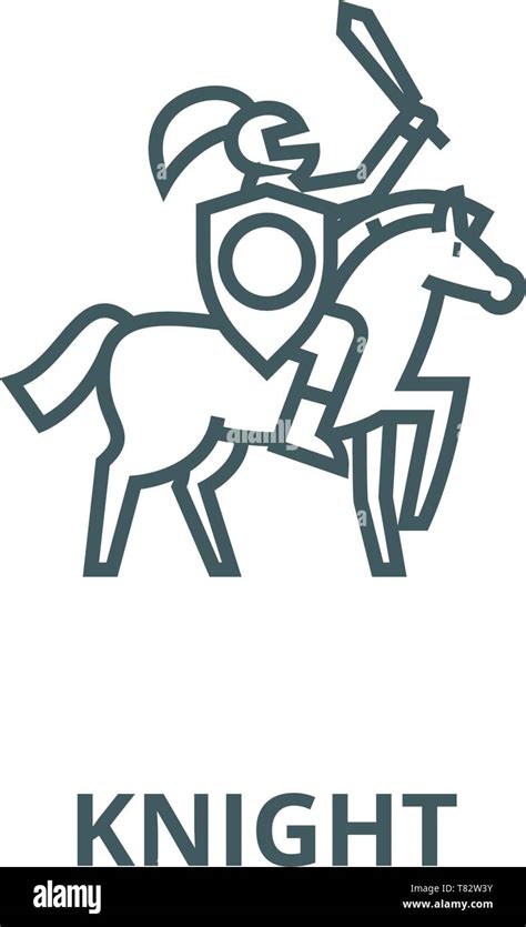 knight vector  icon linear concept outline sign symbol stock