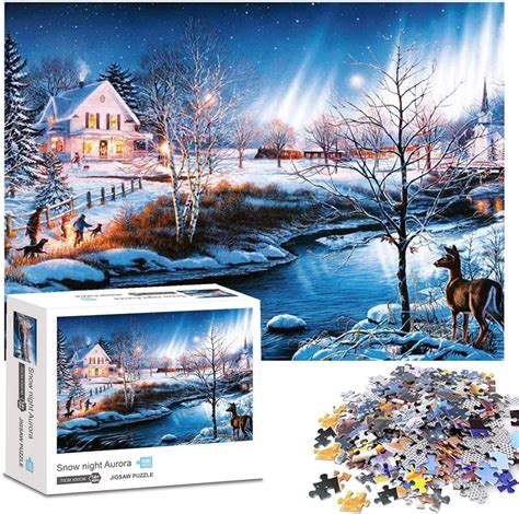 Puzzle 1000 pièces Aurora Nuit Neige Puzzle 1000 pièces puzzle