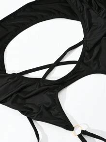 Sexy Hollow Out Lace Up Bodysuit Tempting Lingerie For Women Erotic Sleepwear Uniform For Sale