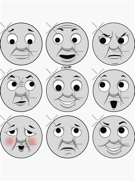 "The Many Faces of Thomas (full faces)" Sticker for Sale by corzamoon