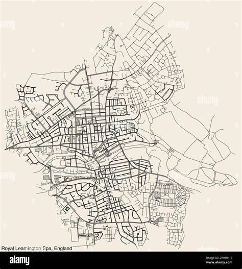 Street Roads Map Of The British City Of Royal Leamington Spa England