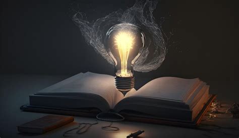 premium photo  lightbulb  lit    book