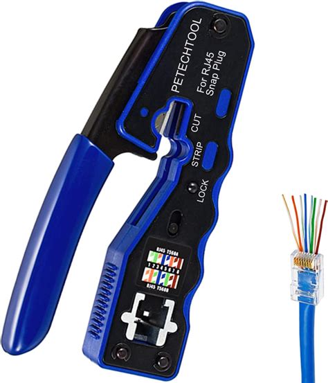 RJ45 Crimp Tool Pass Through Crimper Cutter for Cat6a Cat6 Cat5 Cat5e ...