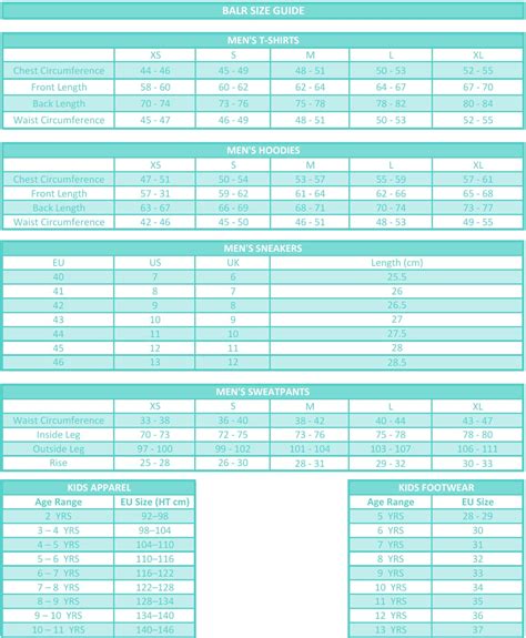 BALR Size Guide – Ocean Drive