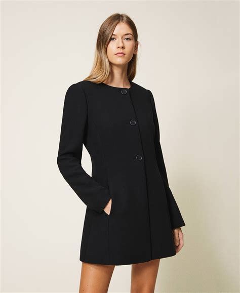 Abrigo Corto De Paño Mujer Negro Twinset Milano