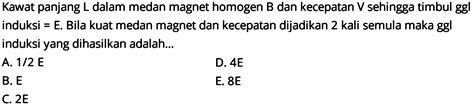 Kawat Panjang L Dalam Medan Magnet Homogen B Dan Kecepata