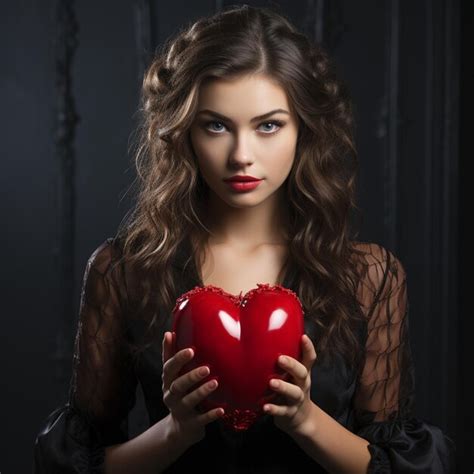 Premium Photo Beautiful Woman Holding Heart Shaped Object