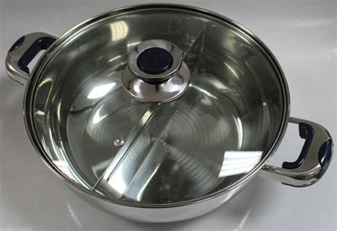HCX Cm Stainless Steel Shabu Dual Sided Cooking Soup Hot Pot