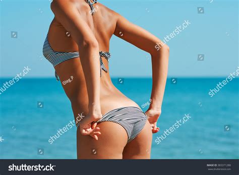 Sexy Back Beautiful Woman Creative Bikini Stock Photo 383371288
