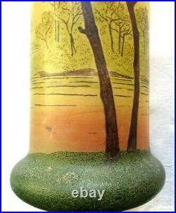 Vase Art Nouveau Verre Maill Legras Paysage Aux Grands Arbresverre