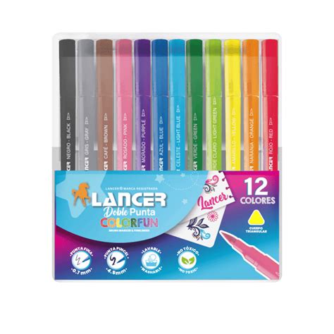 Marcadores Doble Punta Triangular Lancer Colorfun X Colores