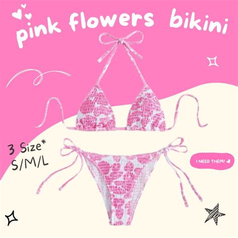 Heyflower Pink Flower Bikini บกน ชดวายนำหญง บกนแซบๆ บกนไปทะเล Lazada co th