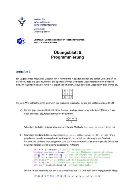 Bungsblatt Progen Institut F R Informatik Und