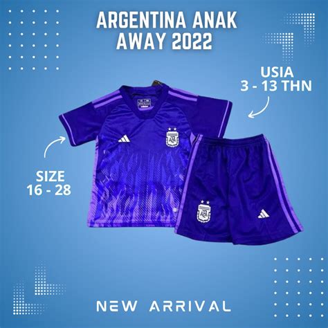 Jual Baju Bola Anak Laki Laki Argentina Away World Cup Terbaru