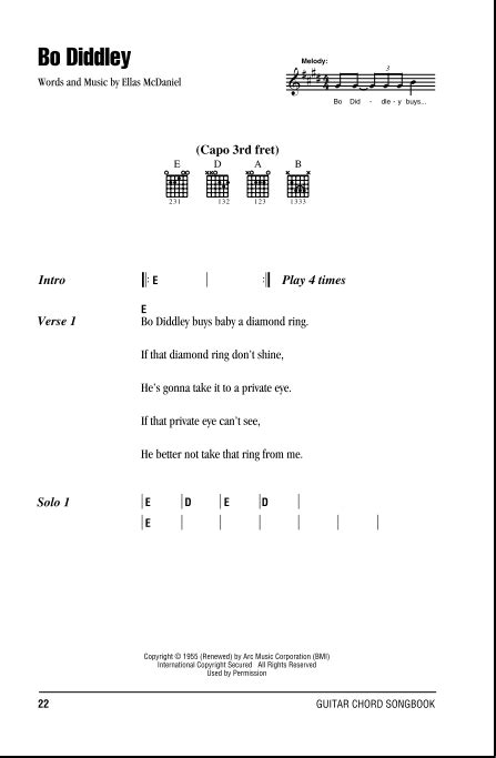 Bo Diddley Guitar Chords Lyrics Zzounds